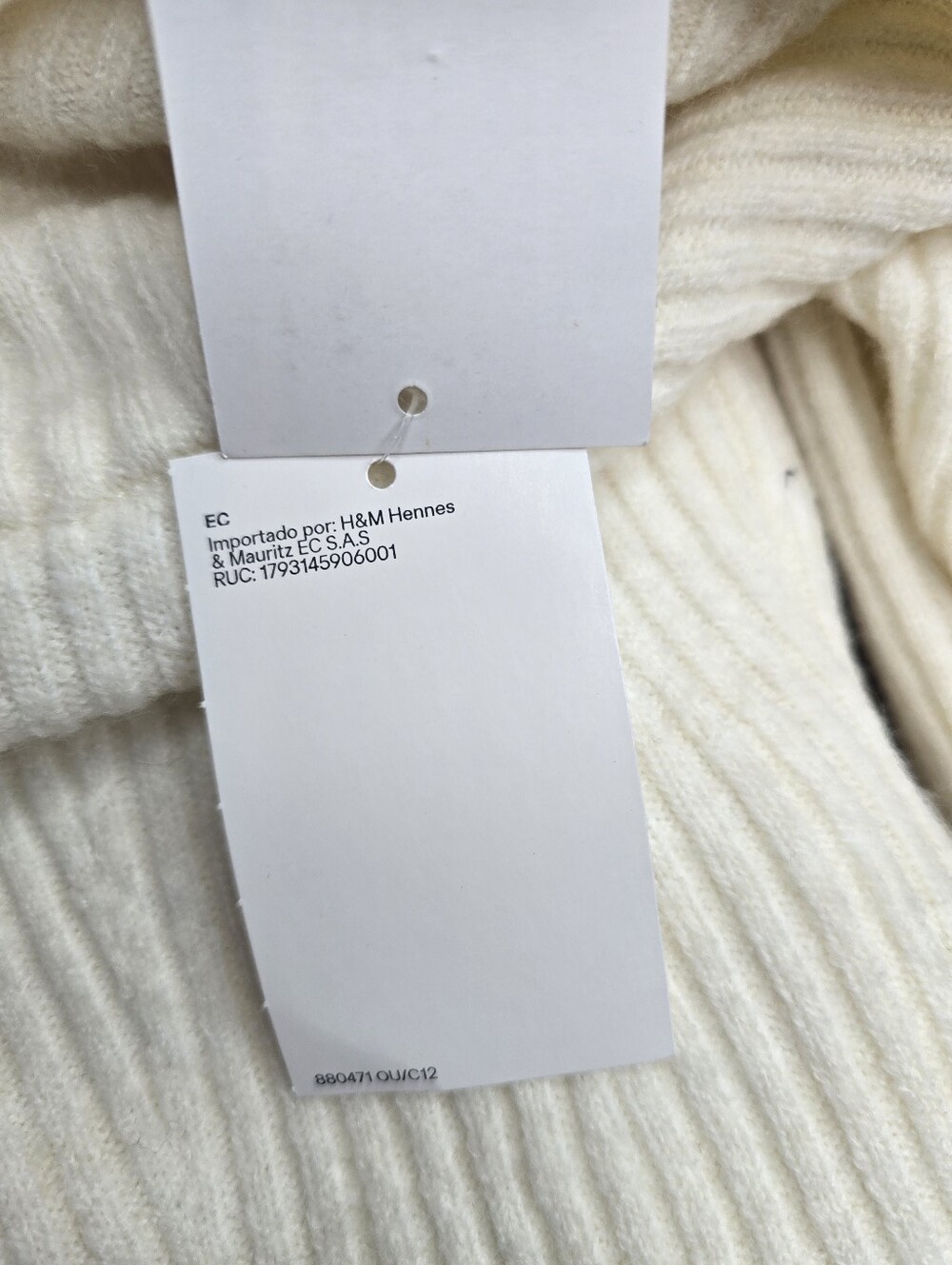 H&M Women Off-Shoulder Stretch Ribbed Knit Midi Dress in Cream Size Small - Picture 6 of 8